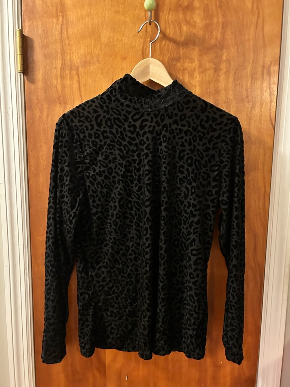 Fashion Brand Company Black Leopard Burnout Long Sleeve Top